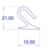 21 × 15,5 mm, PVC/TPE 61, grau