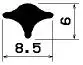 1835 – Keil, 8,5 × 6 mm, TPE 65, schwarz