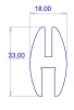 33 x 18 mm, PVC 65, H-Profil