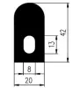 42 x 20/8 x 13 mm EPDM 70