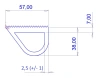 57 x 38 x 2000 mm, TPE 65, schwarz, D-Profil
