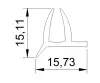 Profil 14 x 13 mm, PVC 61, grau