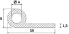 P-Profil 16 x 8/4 mm, EPDM-mikroporös 650, schwarz,