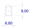 9 × 6,8 mm, TPE 65, schwarz